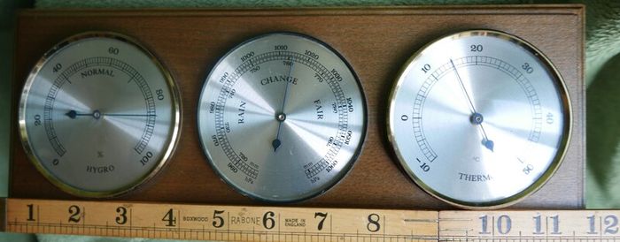 Vintage Wall Hanging Thermometer & Barometer & Hygrometer (one glass is missing)