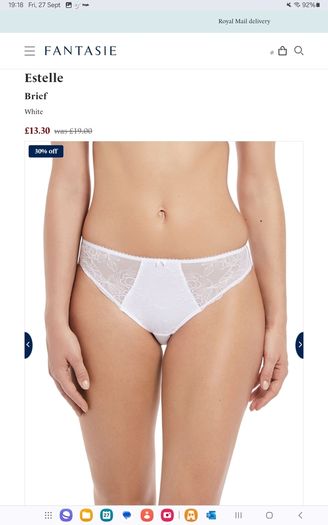 Fantasie Estelle - Side Support Underwire Bra 30F and Briefs S - White - BNWT RRP 70