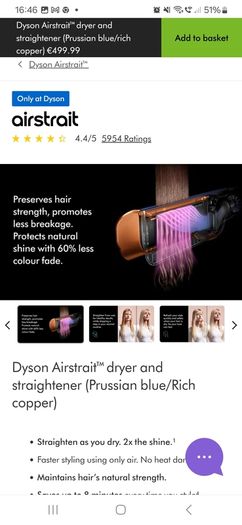 hairDyson Airstrait dryer and straightener (Prussian blue/Rich copper)