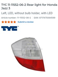 Honda Fit rear passenger light