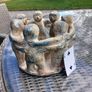 Mexican v heavy stone candle holder, circle of friends, D18 Image 2