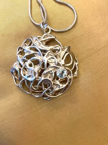 Handmade Silver Pendant with Aquamarine Topaz Stone
