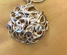 Handmade Silver Pendant with Aquamarine Topaz Stone