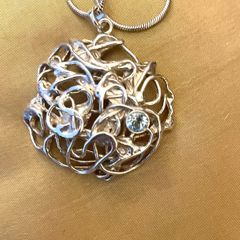 Handmade Silver Pendant with Aquamarine Topaz Stone