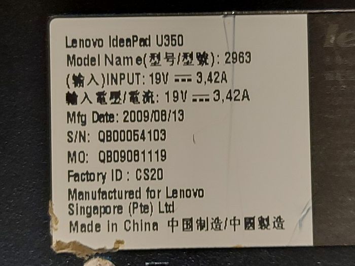Lenovo Ideapad U350, Model 2963, Intel Core 2 Solo CPU U3500, 1.4GHz, 4GB Ram, 230GB SSD,  Windows 7 professional 32 bit, Opera, Firefox, Chrome and VLC