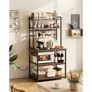 Kitchen Bakers Rack, 1.5m Power Cable Bakers Rack with Power Outlet, Kitchen Stand with X-Shaped Support Bar, 12 S-Shaped Hooks, Coffee Bar Stand for Dishes, Spice Bottles, Built-In Power Strip Image 2