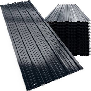12x Galvanised Metal Roofing Sheets Box Profile 129x46cm Coated 7m Cladding Walling Sheeting Corrugated Roof Garage Shed Carport Greenhouse Panels Anthracite with Pre Drilled Holes