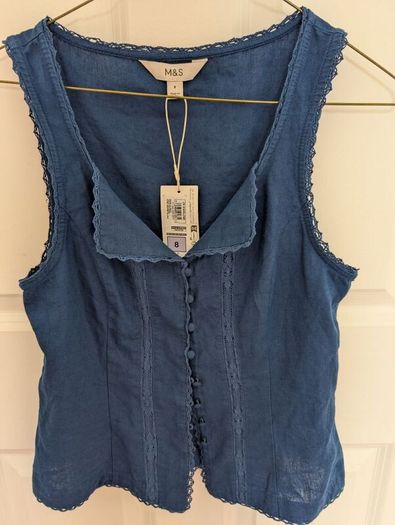 Marks and Spencer navy linen top