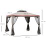 3 x 3m Metal Gazebo Garden Outdoor Marquee Party Tent Canopy Pavillion Patio Shelter with Mesh Sidewalls Taupe 2.95m Pavilion 2-tier Image 6
