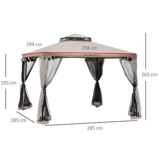 3 x 3m Metal Gazebo Garden Outdoor Marquee Party Tent Canopy Pavillion Patio Shelter with Mesh Sidewalls (FREE SHIPPING)