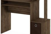 NEW SALE | Multipurpose Home Office Computer Writing Desk, Computer Desk, Study Desk, w/Bin, Columbia Walnut/Dark Brown, 100.1 (W) x 86.6 (H) x 39.9 (D) cm