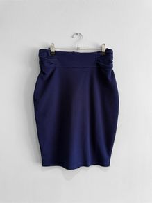New Emery Rose Navy Blue High-Waisted Pencil Skirt