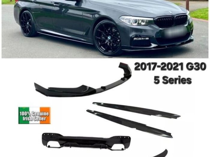 For Bmw G30 G31 5 Series Full Body Kit Gloss Black Front Lip Diffuser Spoiler M Sport 2017- 2021