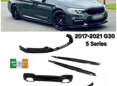 For Bmw G30 G31 5 Series Full Body Kit Gloss Black Front Lip Diffuser Spoiler M Sport 2017- 2021