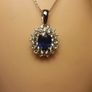 Natural Oval Sapphire, Zircon & Blue Appetite Halo Cluster Pendant Image 4