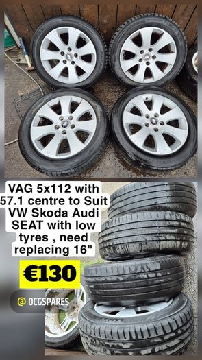Sets & Singles of 5x112 Vag, VW Volkswagen Alloys Steels & Spacesavers 15" 16" 17" 18" 19" inch @ OCG
