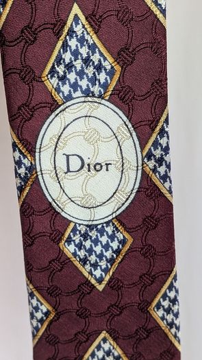 Christian Dior Monsieur Tie Burgundy Silk Geometric Handmade Designer