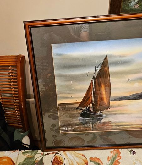 Original Painting , Watercolour by Helen Mulkerns (1996) - Galway Hooker at Sunset