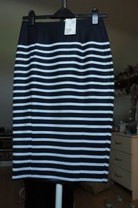 Navy and white stripe skirt