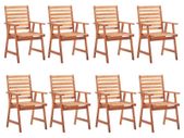 Outdoor Dining Chairs 8 pcs Solid Acacia Wood