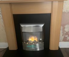fireplace and black base  with fire for sale  , USED