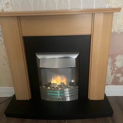 fireplace and black base  with fire for sale  , USED