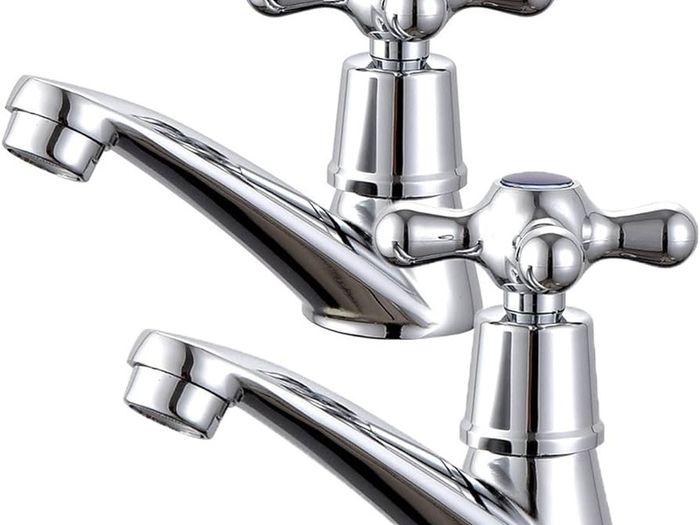 NEW SALE | Victorian Pair of Basin Taps Bathroom Sink Taps Mixers Hot and Cold Bath Brass Faucet