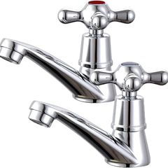 NEW SALE | Victorian Pair of Basin Taps Bathroom Sink Taps Mixers Hot and Cold Bath Brass Faucet