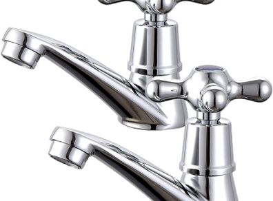 NEW SALE | Victorian Pair of Basin Taps Bathroom Sink Taps Mixers Hot and Cold Bath Brass Faucet