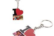 Personalised Keyring - Metal Keyring - "I Love" Heart message with your photos