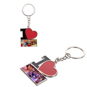 Personalised Keyring - Metal Keyring - "I Love" Heart message with your photos