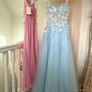 Light Blue Sweetheart 3D Floral Sequin Tulle Glitter A-Line Long Gown Image 3