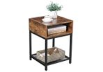 Bedside table, side table with open compartment and lattice tray, living room, bedroom, easy construction, space-saving, industrial design, vintage, dark brown