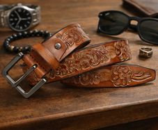 Premium Embossed Genuine Leather Belt Stylish Vintage Designer Belt Durable Formal & Casual Waist Belt