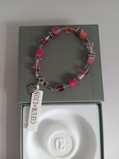 Coeur de Lion GeoCUBE Pink Crystal Bracelet 2838/30-0422 New Boxed CAN POST