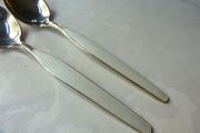 Pair Vintage Norwegian Hallmarked Sterling Silver 925 White Enamel Coffee Spoons. Excellent Condition.