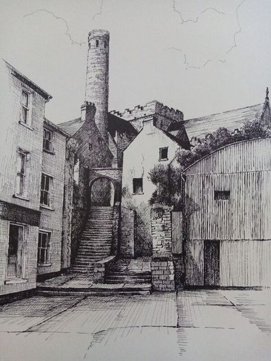 Vintage Kilkenny St. Canice's Steps print by Paraic Doyle limited edition