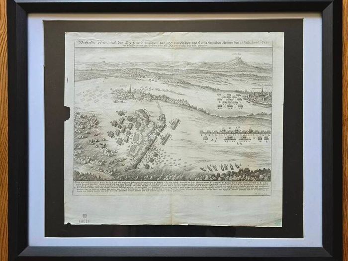 3 Matthaus Merian Antique Battle Engravings  17th Century Framed Set
