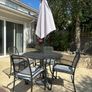 4 Seater Alexander Rose Patio dining table and parasol with base Image 2