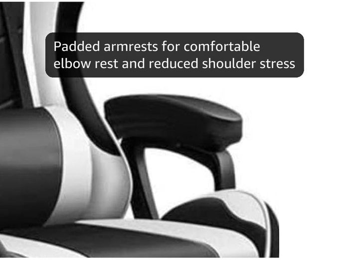 Gaming Chair Ergonomic Computer Chair Office Chair Desk Swivel Chair Adjustable Reclining Footrest Cushion White New!