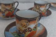 Japanese Satsuma style porcelain tea set decorated with heavy Moriage