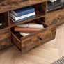 Lowboard TV Cabinet for TVs up to 65 Inches, 3 Drawers, 147 x 40 x 50 cm, Industrial Design, Steel Frame, Vintage Brown/Black Image 3