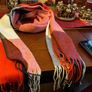 New warm and cosy scarf in shades of rust ,cream black and burnt orange Image 3