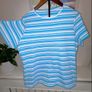Blue and white striped ladies' cotton T-shirt from Dunne Stores Image 4