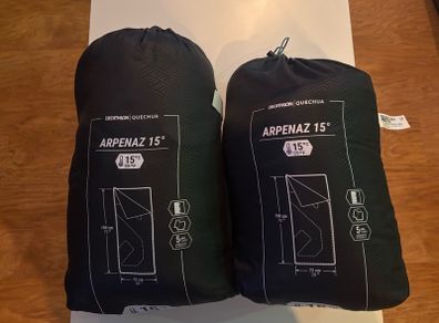 2 Quechua Arpenaz 15 sleeping bag by Decathlon