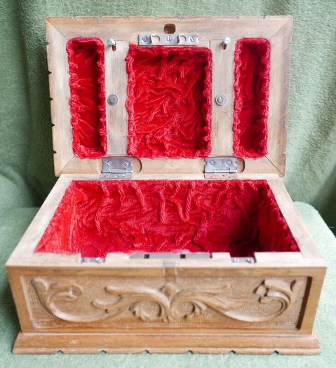 Vintage Personalized secret locking jewelry box . Large wooden puzzle box . Locking watch box