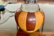 Ronson Carousel Vintage Table Lighter Mid Century Modern Wood Chrome England 1950s to 60s