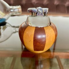 Ronson Carousel Vintage Table Lighter Mid Century Modern Wood Chrome England 1950s to 60s