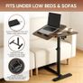 Overbed Bedside Table with Wheels, 60x40cm Split Tilting Tabletop, Height Adjustable Bedside Laptop Desk, Sofa Side Tray Table, Rolling C-Shaped Computer Stand for Bed Sofa Hospital Home, Walnut Image 4