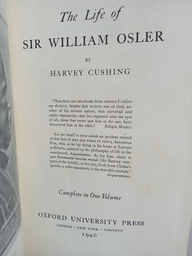 The Life of Sir William Osler by Harvey Cushing (PT244)